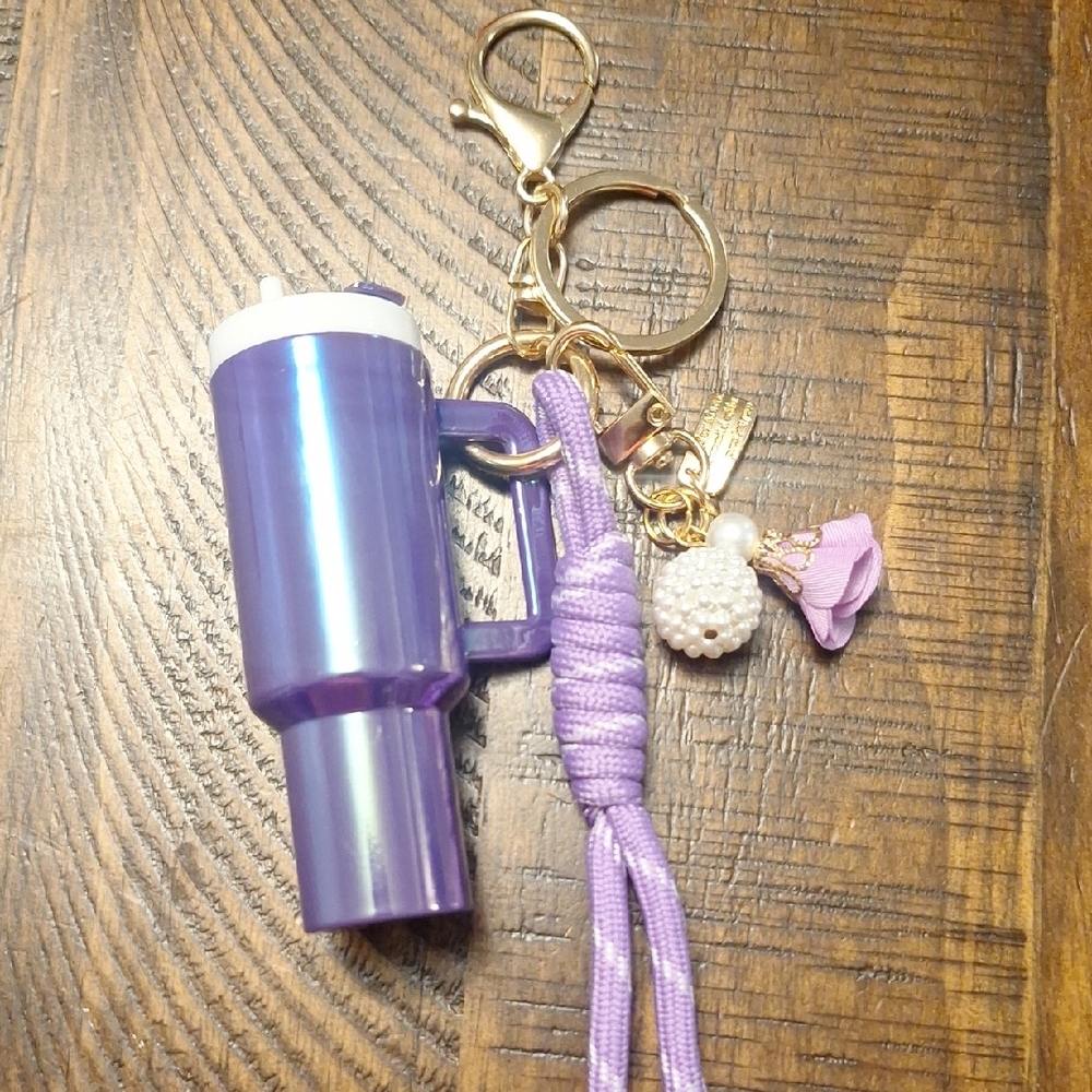 Purple and Gold Keychain Bag "Stanley" Like Charm